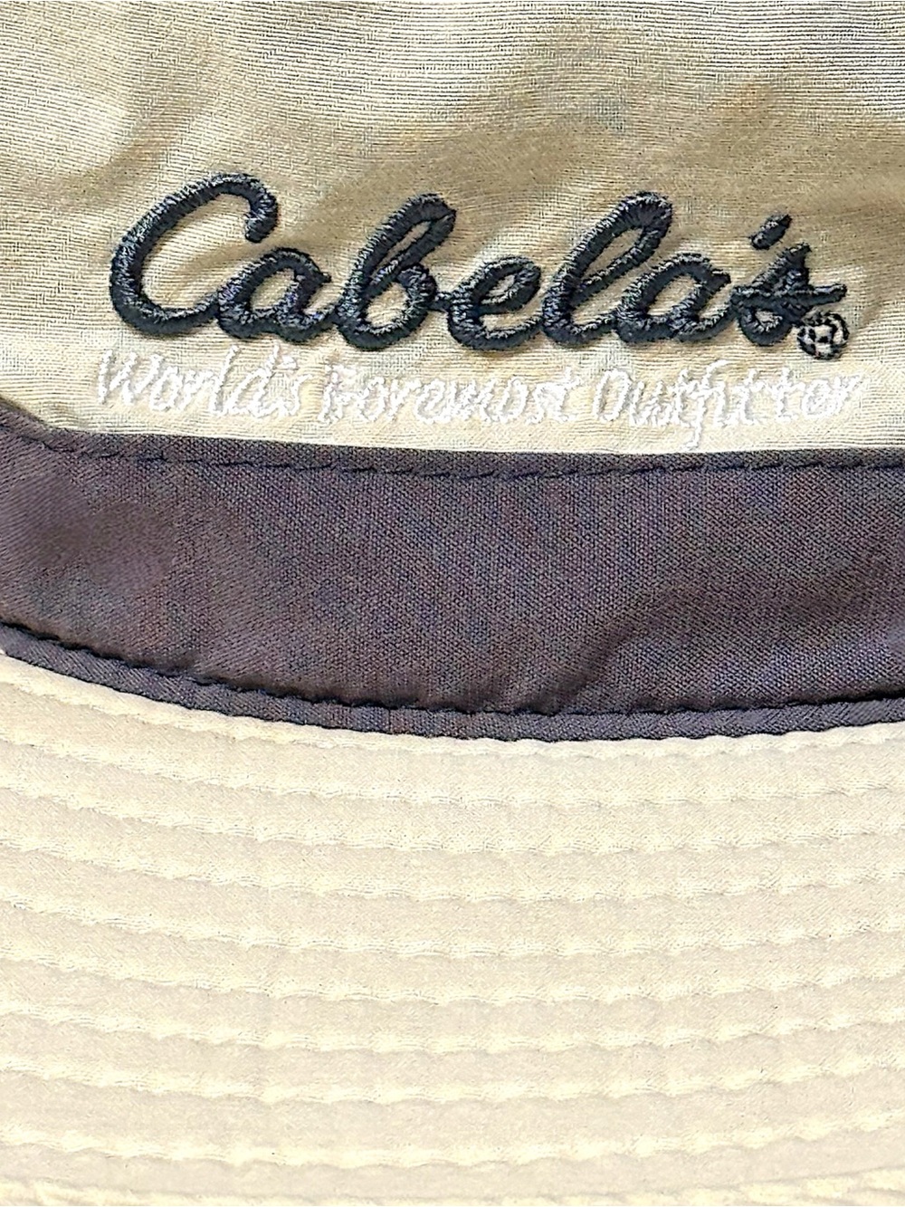 Cabela's Vintage 2007 Khaki & Gray Embroidered Outdoor Sun Boonie Hat Sz S/M